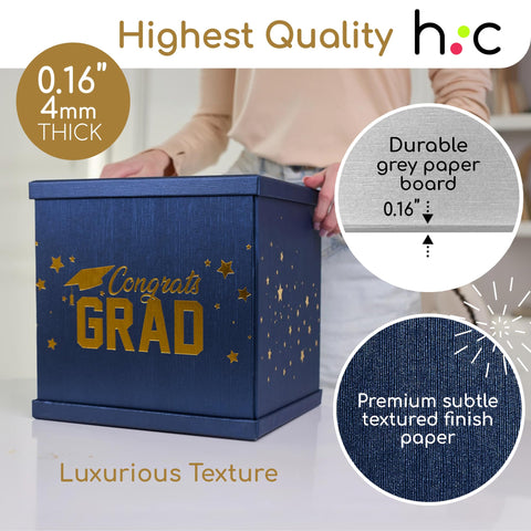 Hayley Cherie blue-gold card box with premium materials for lasting celebrations.