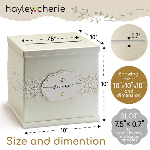 Hayley Cherie Ivory Wedding Card Box assembled forms a clean 10x10x10 inch cube