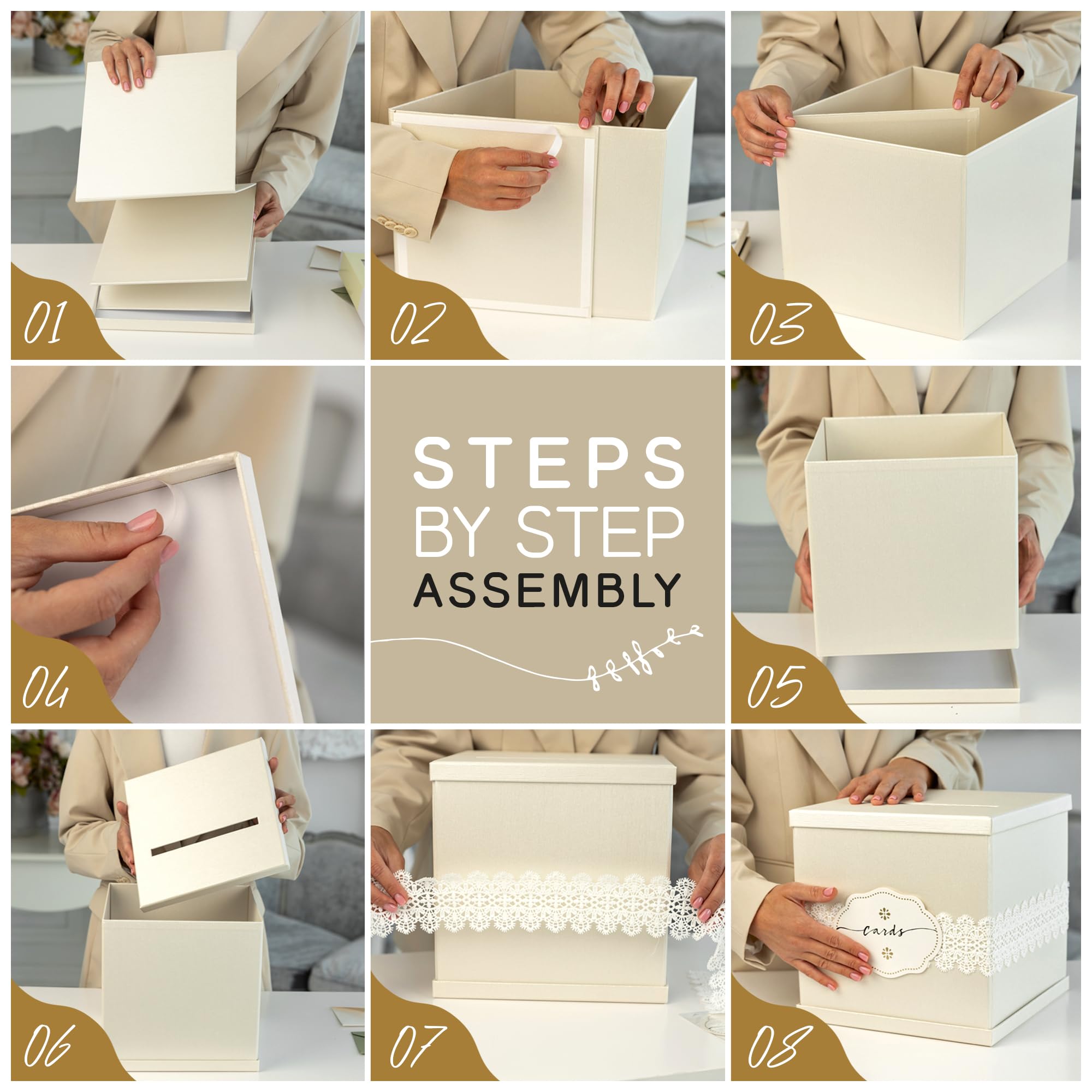 Hayley Cherie Ivory Card Box with cards label option for quick organization