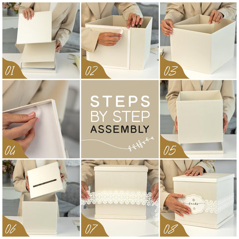 Hayley Cherie Ivory Card Box with cards label option for quick organization