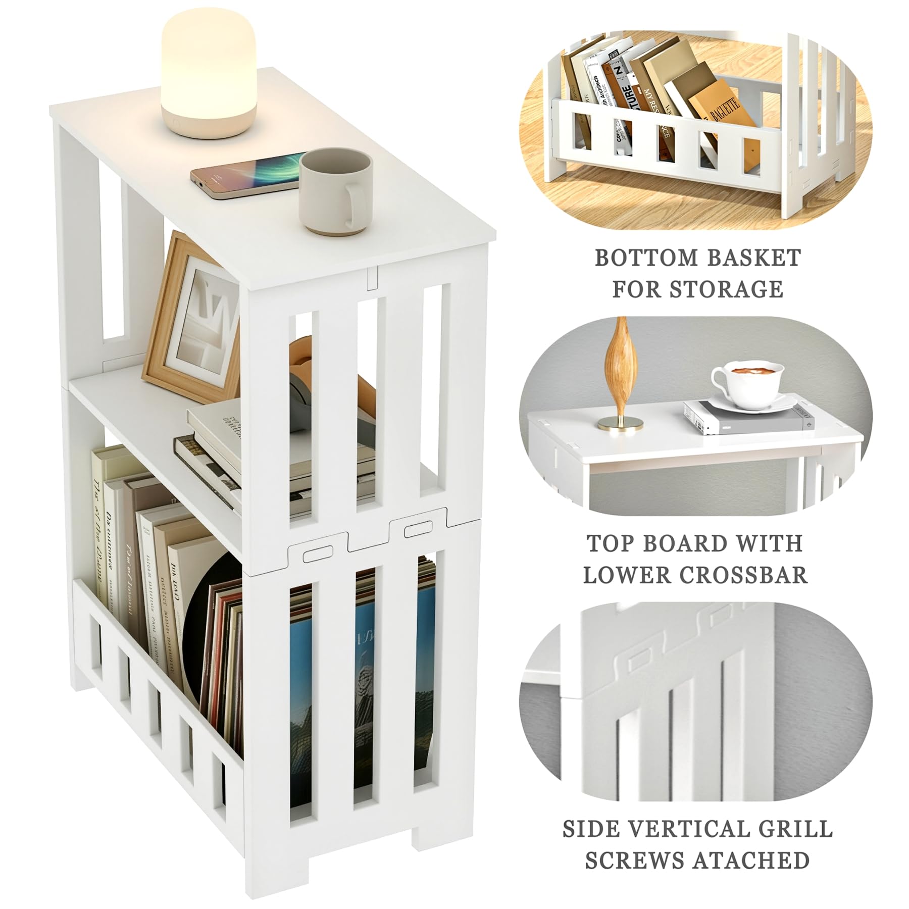 Hayofamy narrow side table for kitchen or bathroom storage needs.