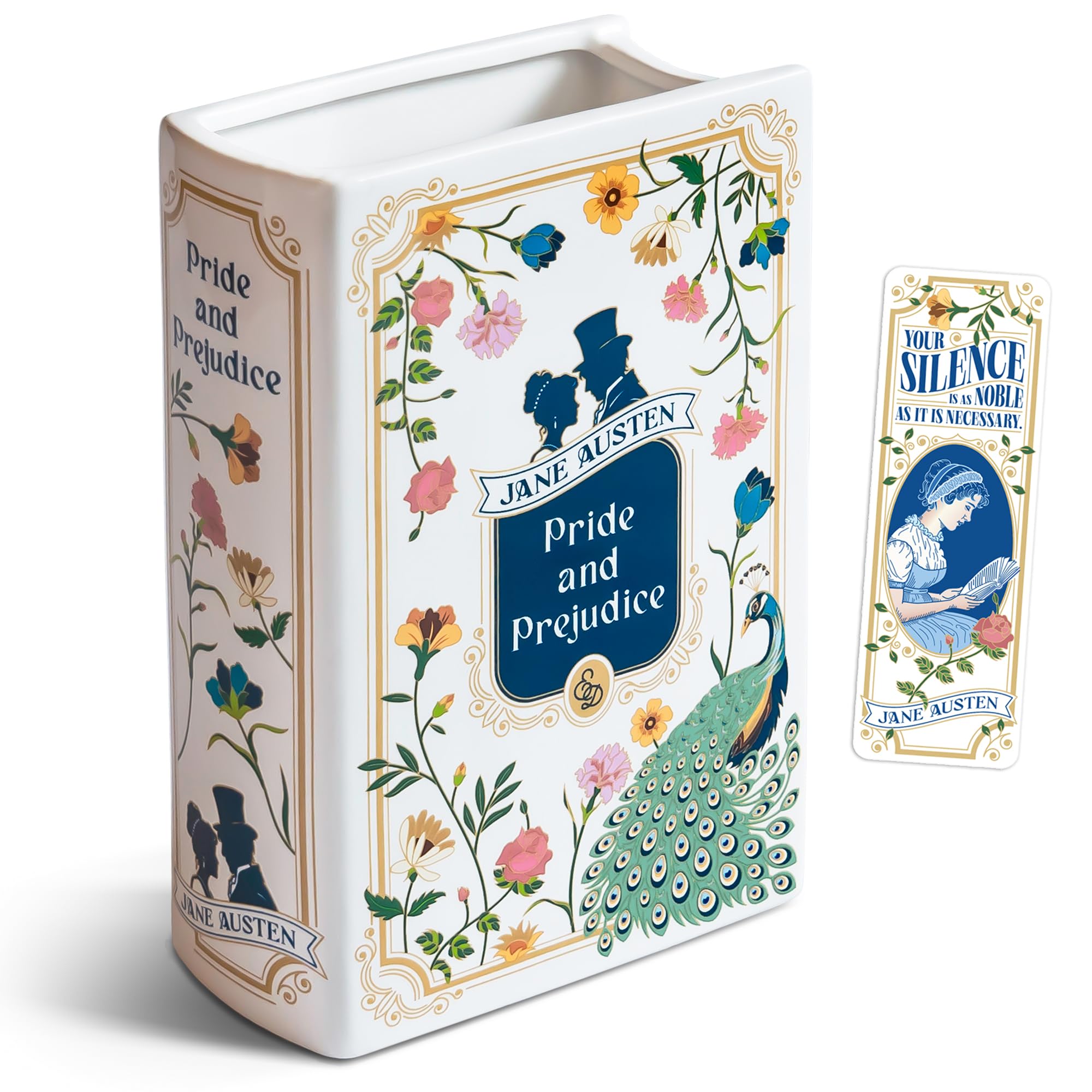 Hazel & Harold's Pride and Prejudice book vase with cover artwork for elegant decor