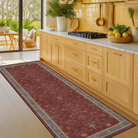Hazo Haus 2x6 Turkish kitchen runner with non-slip backing ideal for busy hallways.