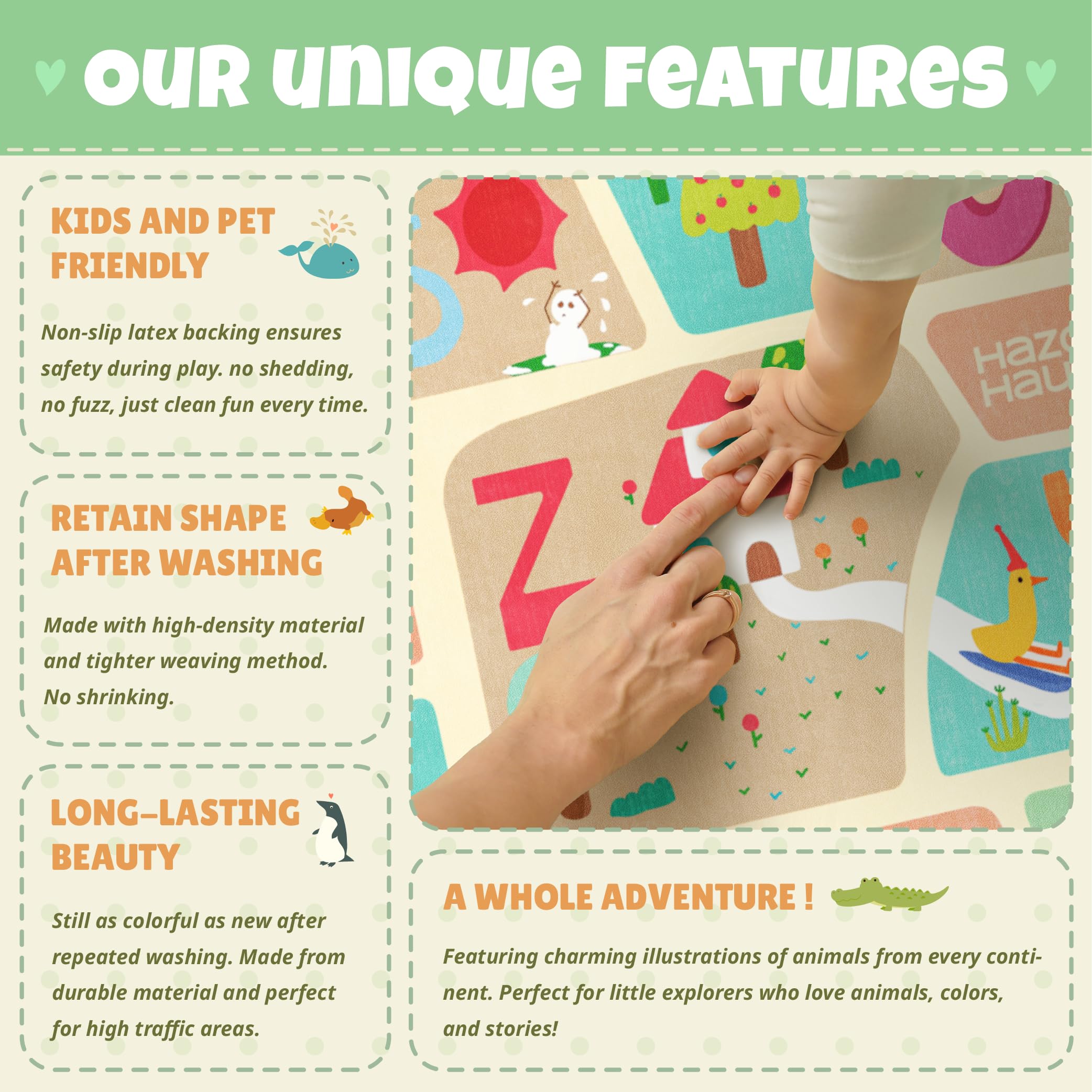 Hazo Haus versatile rug for bedroom, playroom, or classroom