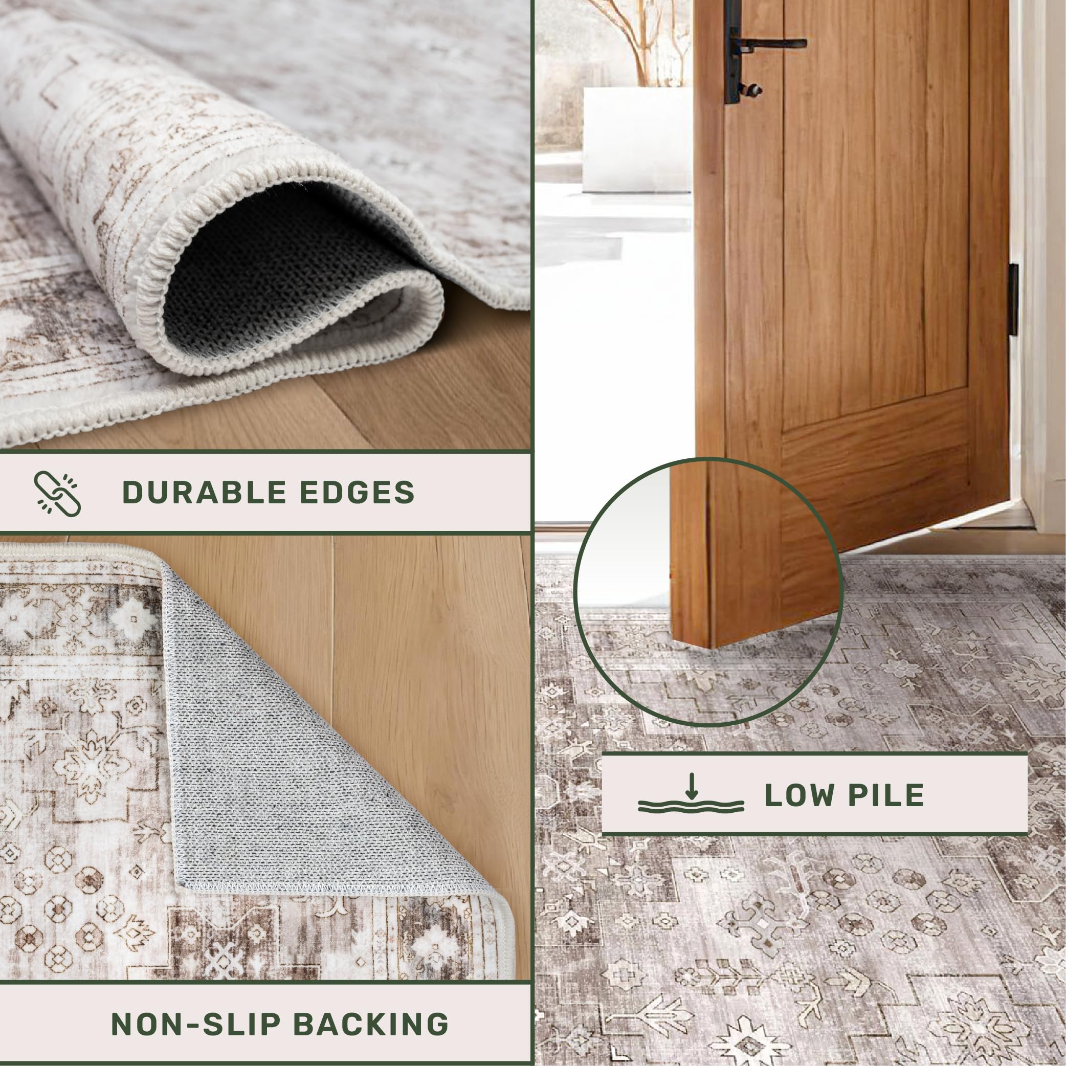 Hazo Haus non-slip back keeps the runner in place on smooth floors.