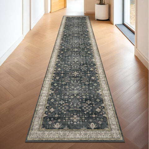 Hazo Haus black boho rug close-up texture for daily hallway use.
