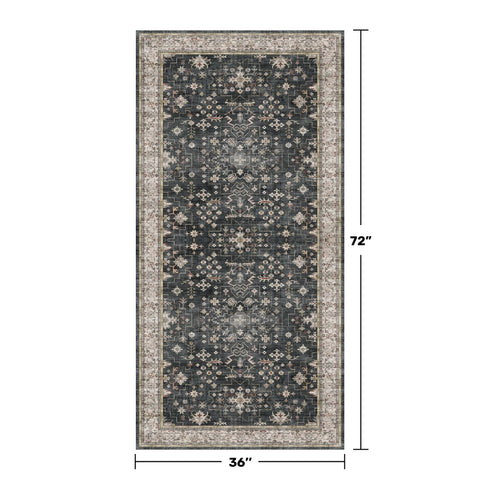 Hazo Haus vintage floral rug in room view demonstrates versatile Boho style.