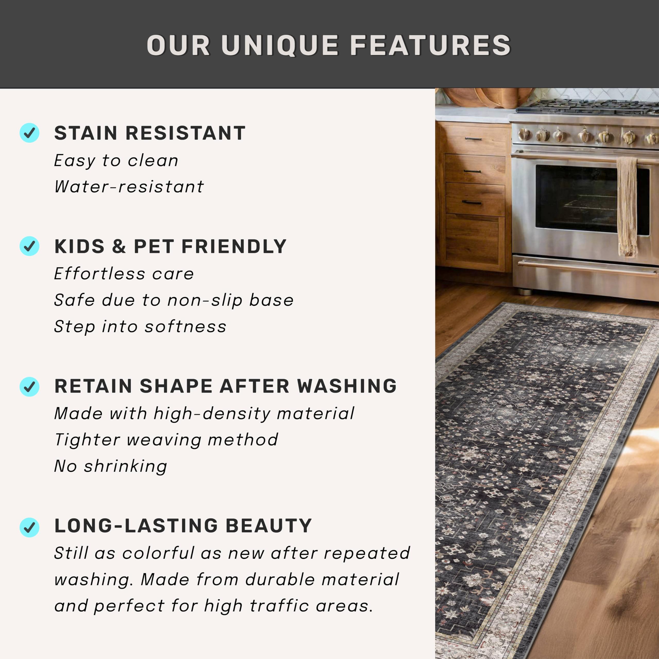 Hazo Haus entryway setup image highlights easy maintenance and spills cleanup.