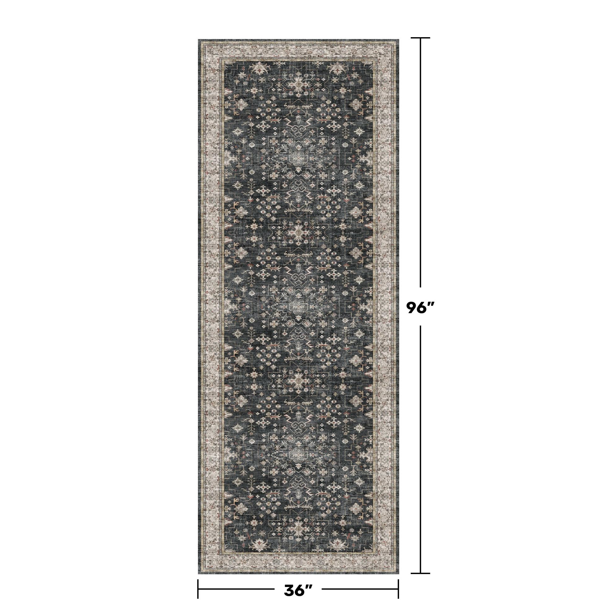 Hazo Haus kitchen runner in charcoal with boho pattern for durable everyday use.