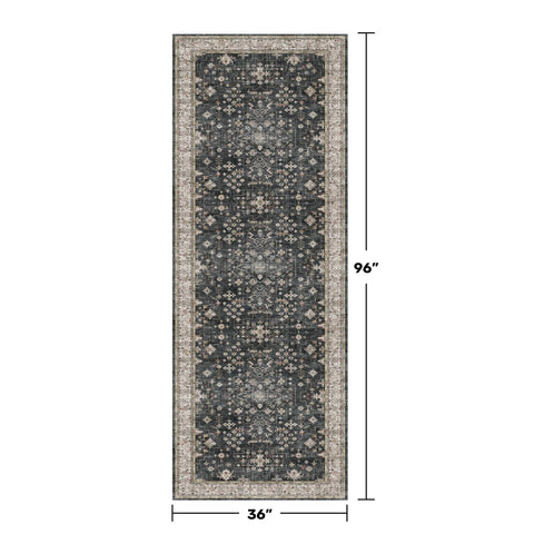 Hazo Haus kitchen runner in charcoal with boho pattern for durable everyday use.