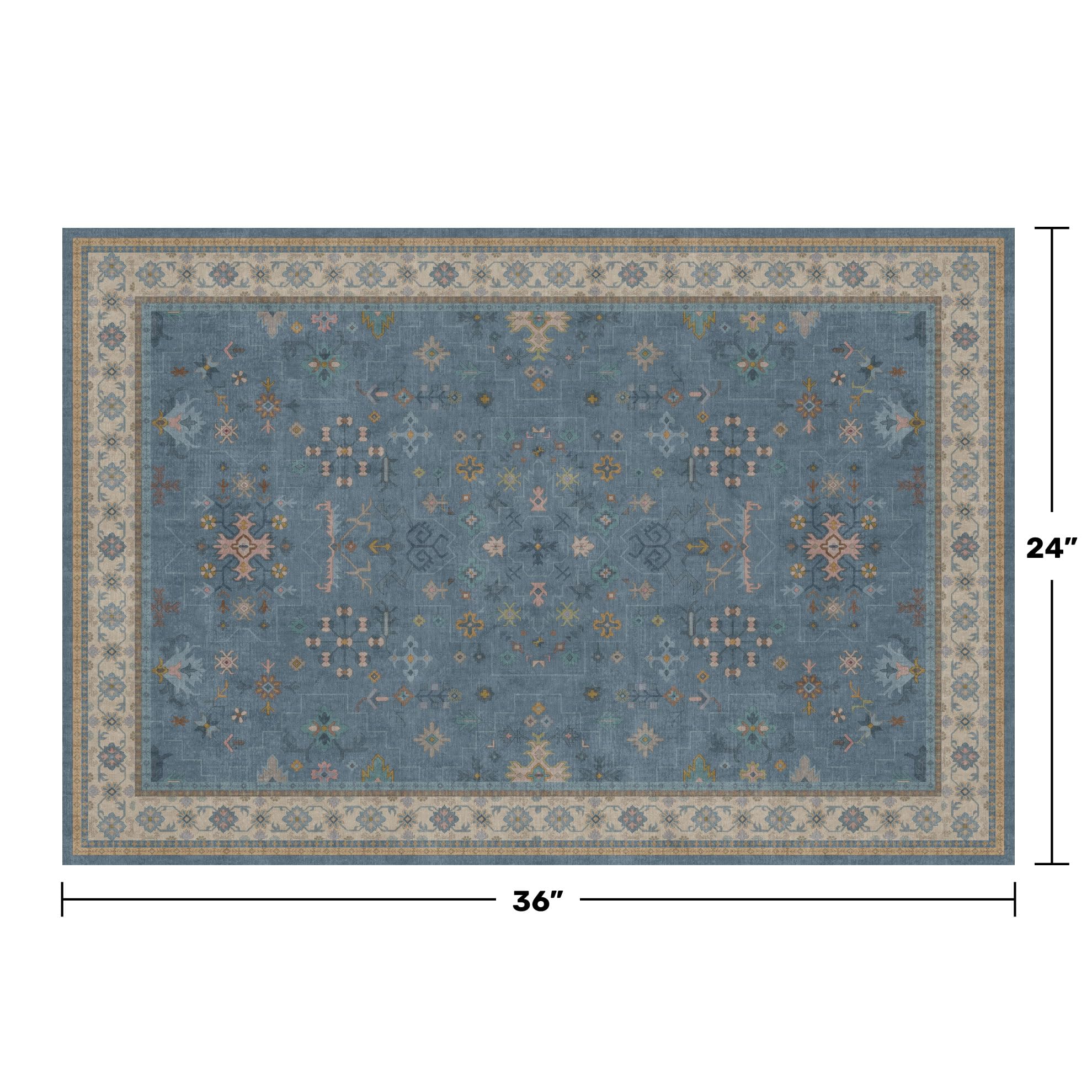 Hazo Haus blue 2x3 rug for kitchen floors with easy cleaning.