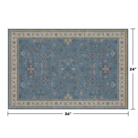 Hazo Haus blue 2x3 rug for kitchen floors with easy cleaning.
