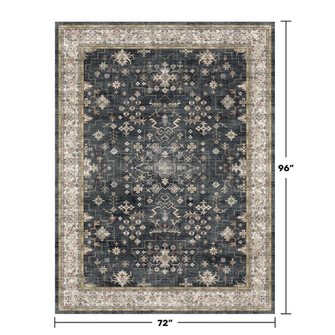 Hazo Haus Boho dining rug closeup pattern charcoal highlights rustic elegance and texture