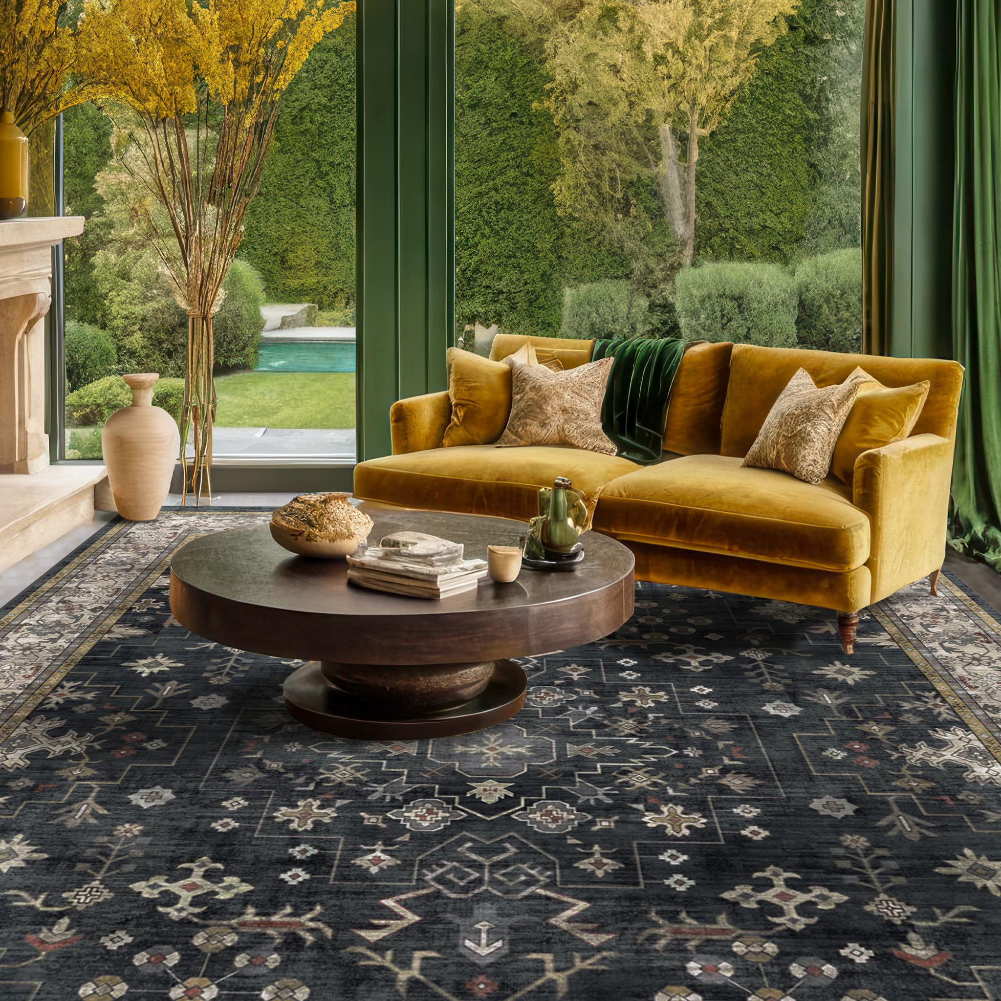Hazo Haus Boho dining rug size 6x8 complements living spaces with bold geometry