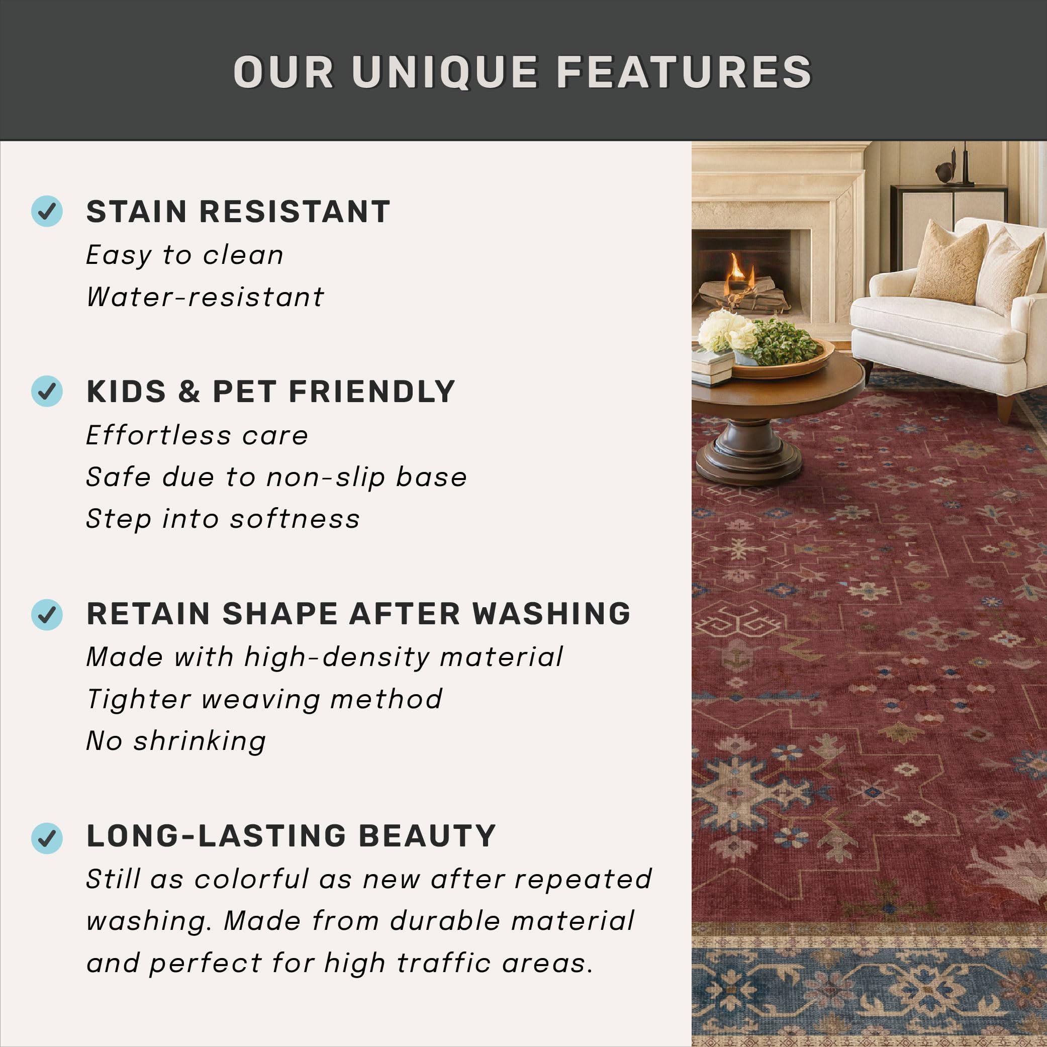 Hazo Haus Burgundy 2x4 rug suited for kitchen, hallway, or living room