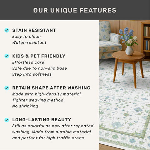 Hazo Haus care-friendly rug designed for quick vacuuming and gentle machine washing