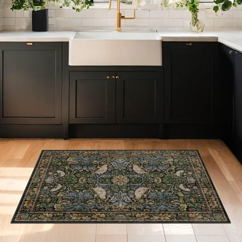 Hazo Haus rug shows charcoal olive slate hues for vintage warmth.