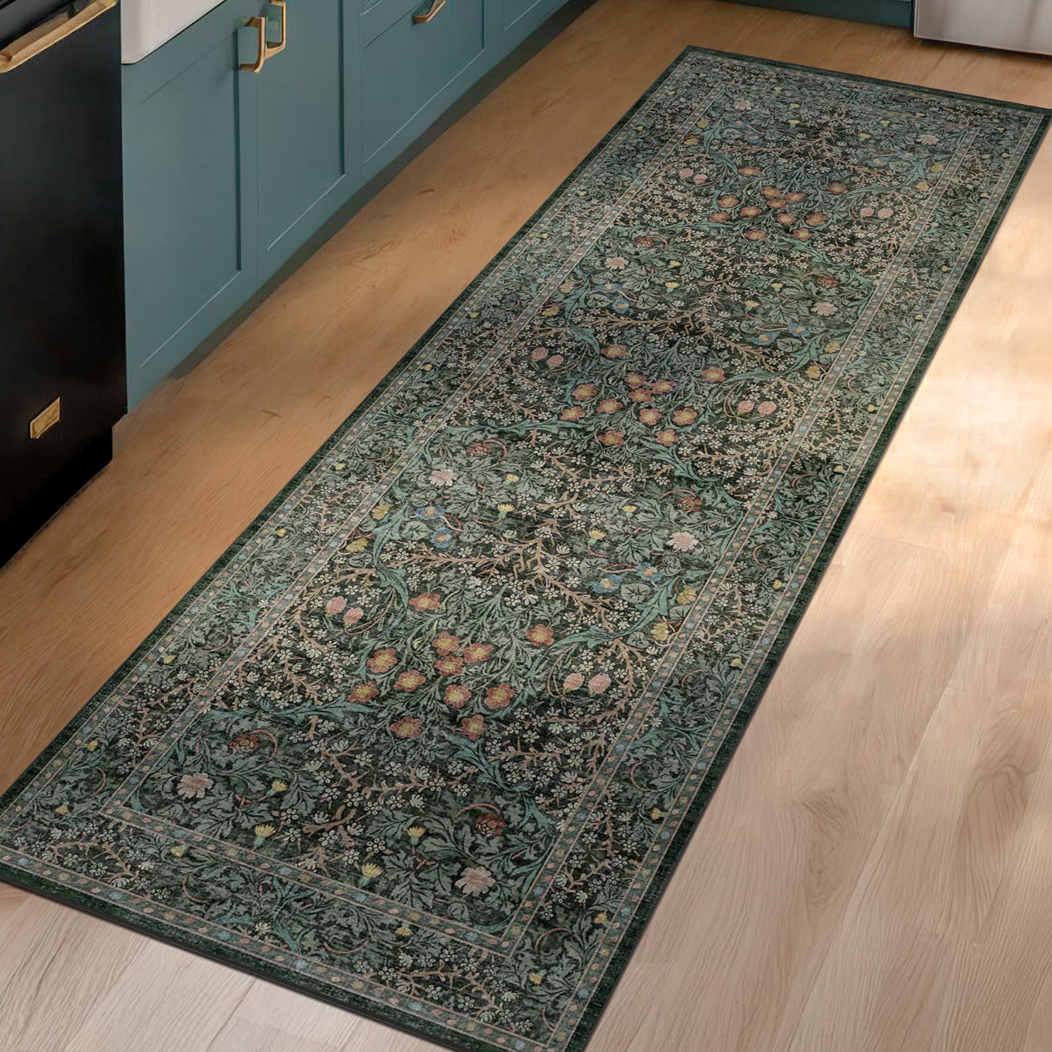 Hazo Haus dark green emerald moss design complements boho interiors.