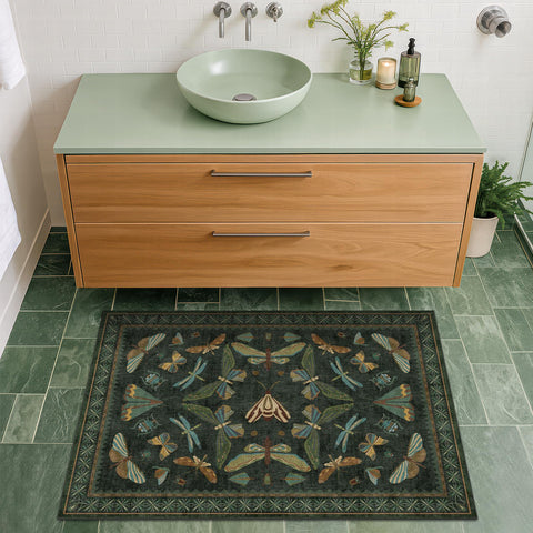 Hazo Haus dark green insect motif close-up adds whimsical flair to living spaces.