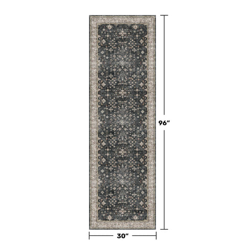 Hazo Haus dark washable long runner kitchen area view highlights easy cleaning and stylish contrast.