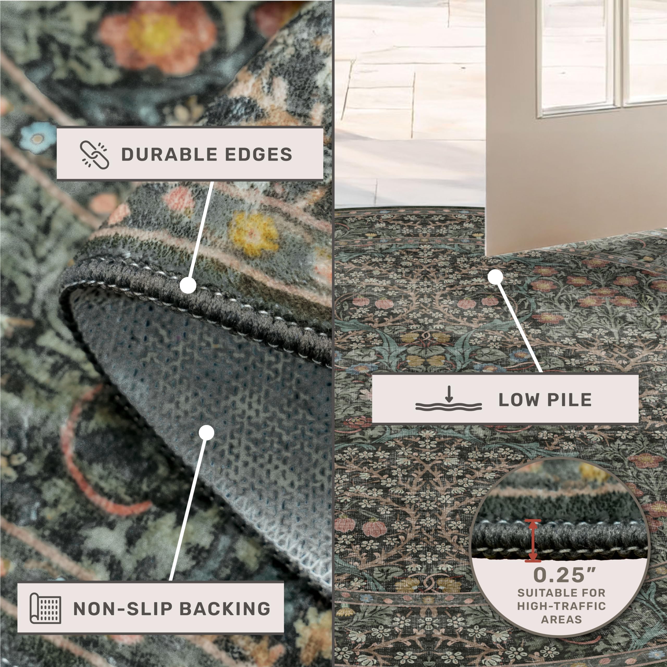 Hazo Haus deep green floral design creates a dramatic, classic look.
