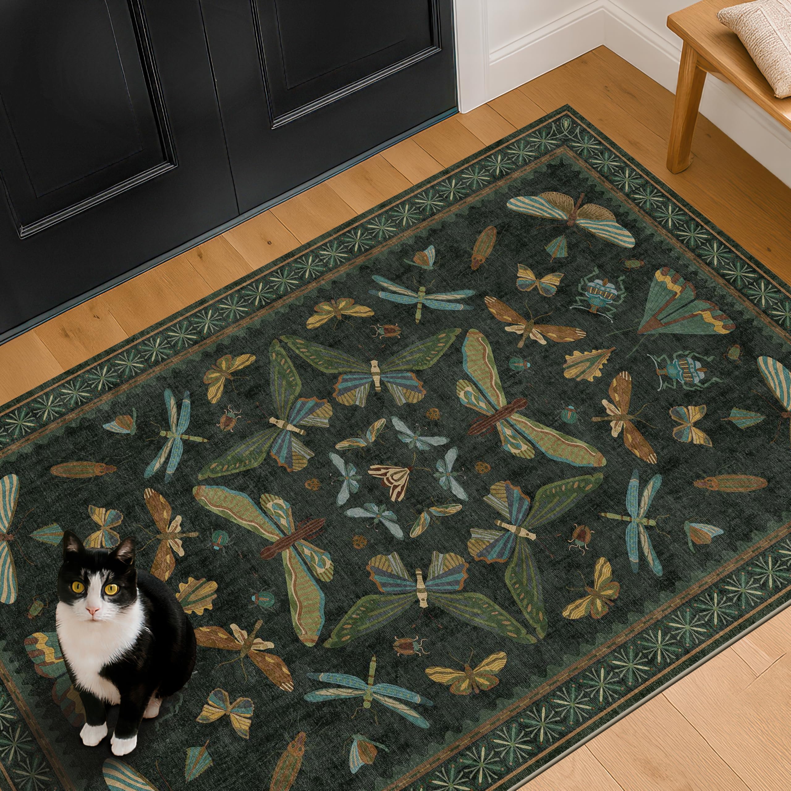 Hazo Haus easy-care rug that welcomes guests while adding woodland-inspired flair