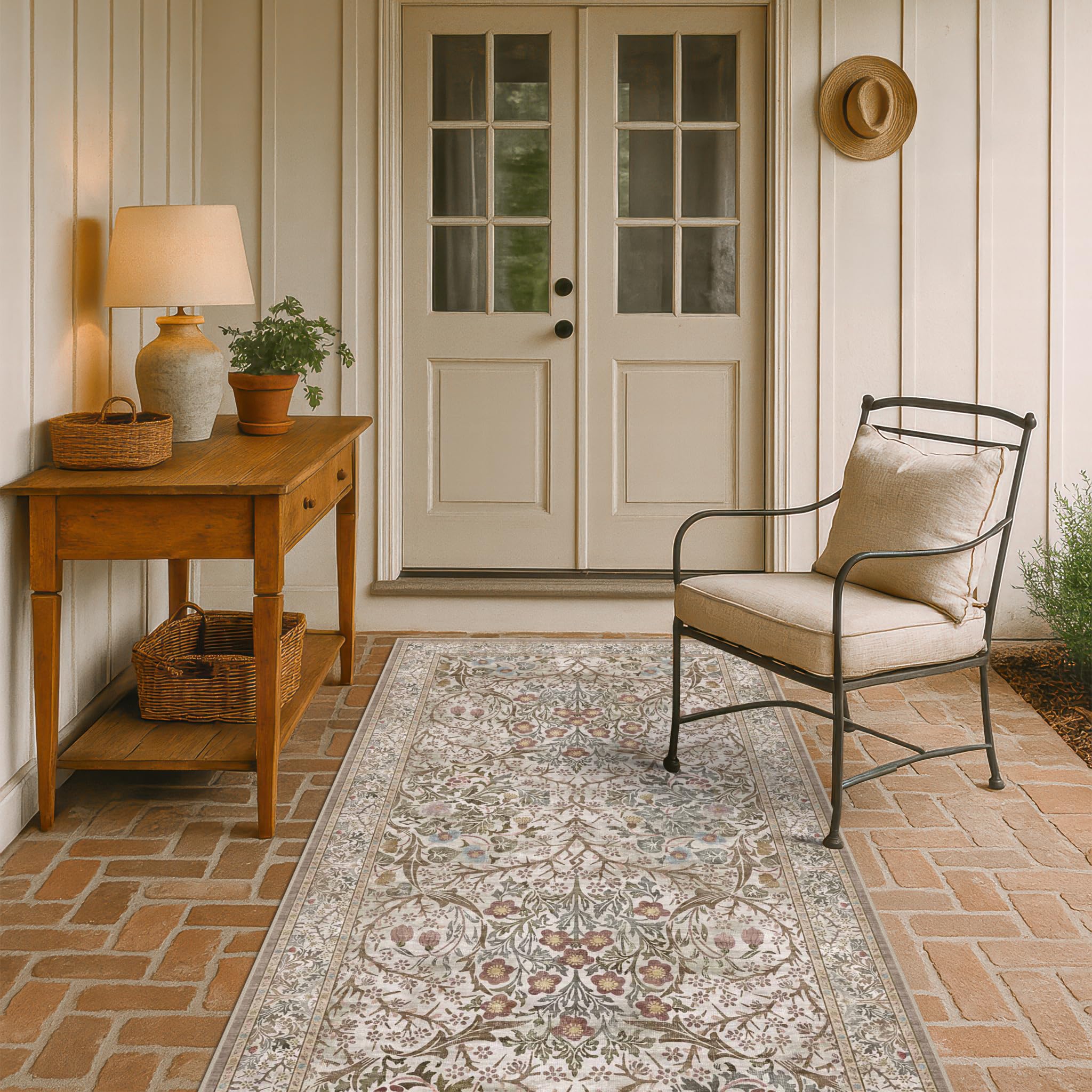 Elegant boho oriental look from Hazo Haus rug enhances bedrooms and living rooms.