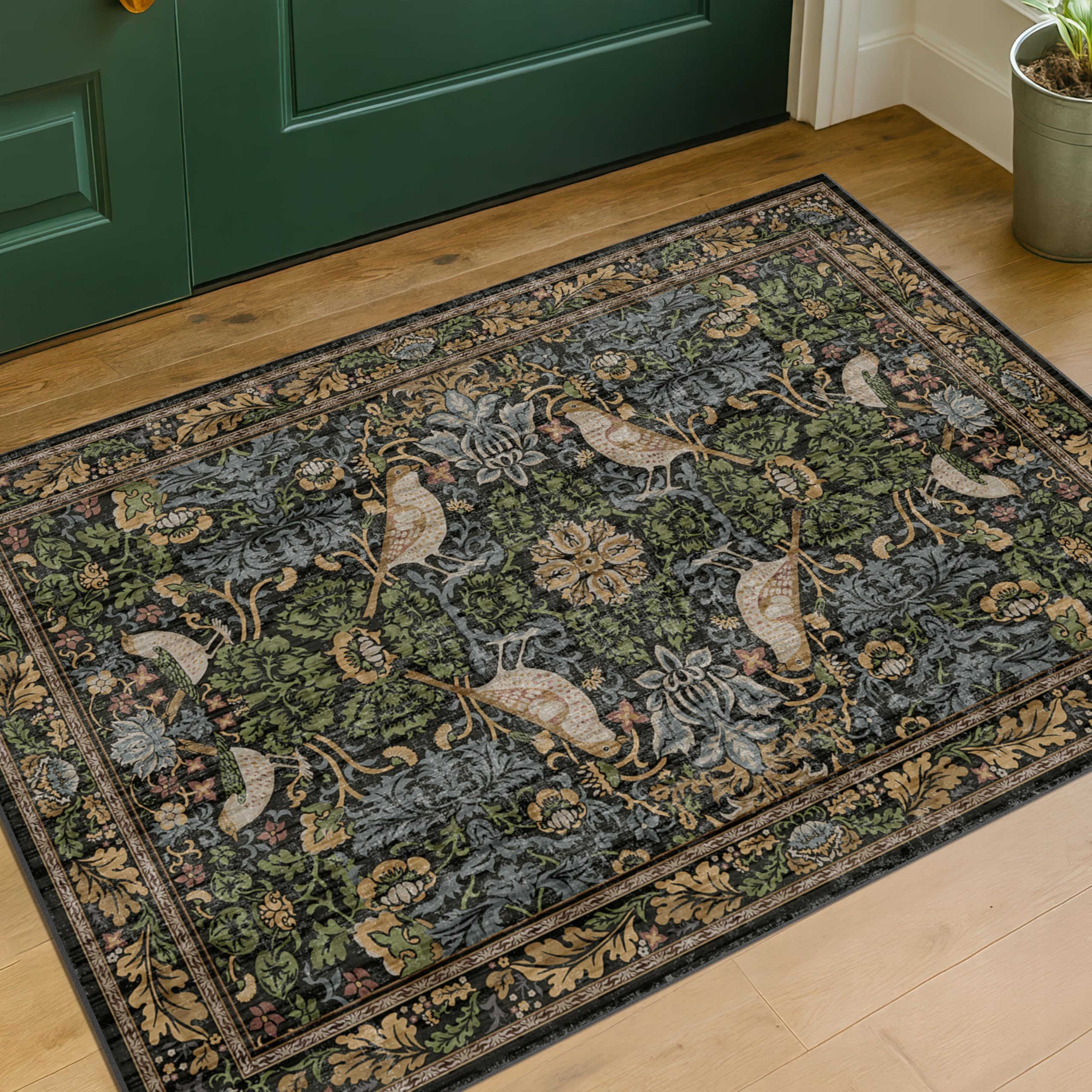 Hazo Haus vintage rug ideal for entryways kitchens and bathrooms.