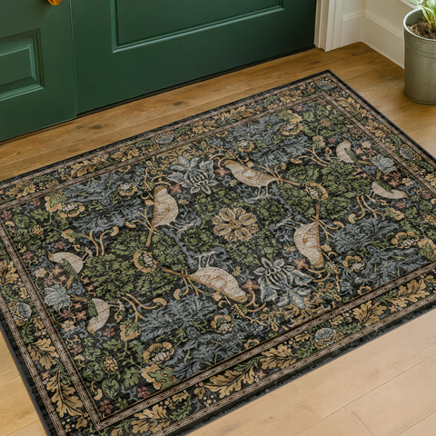 Hazo Haus vintage rug ideal for entryways kitchens and bathrooms.