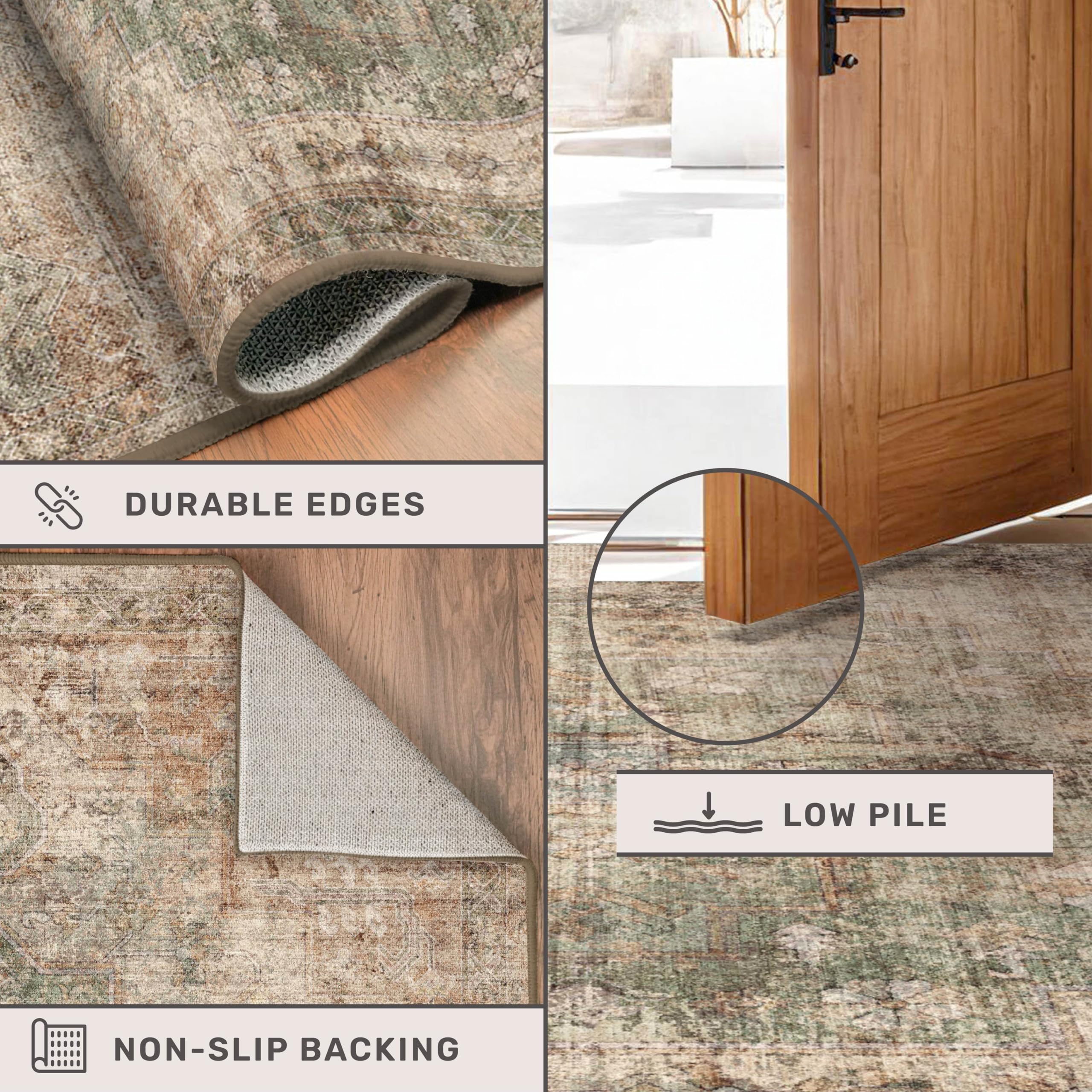Hazo Haus rug close-up shows distressed vintage medallion pattern and depth.