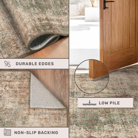 Hazo Haus rug close-up shows distressed vintage medallion pattern and depth.