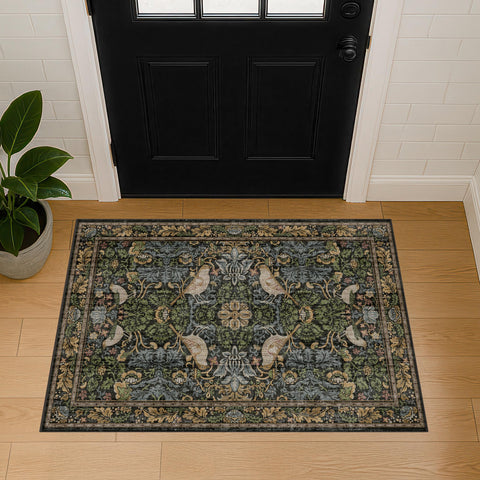 Hazo Haus rug unfolds easily as fibers settle after unrolling.
