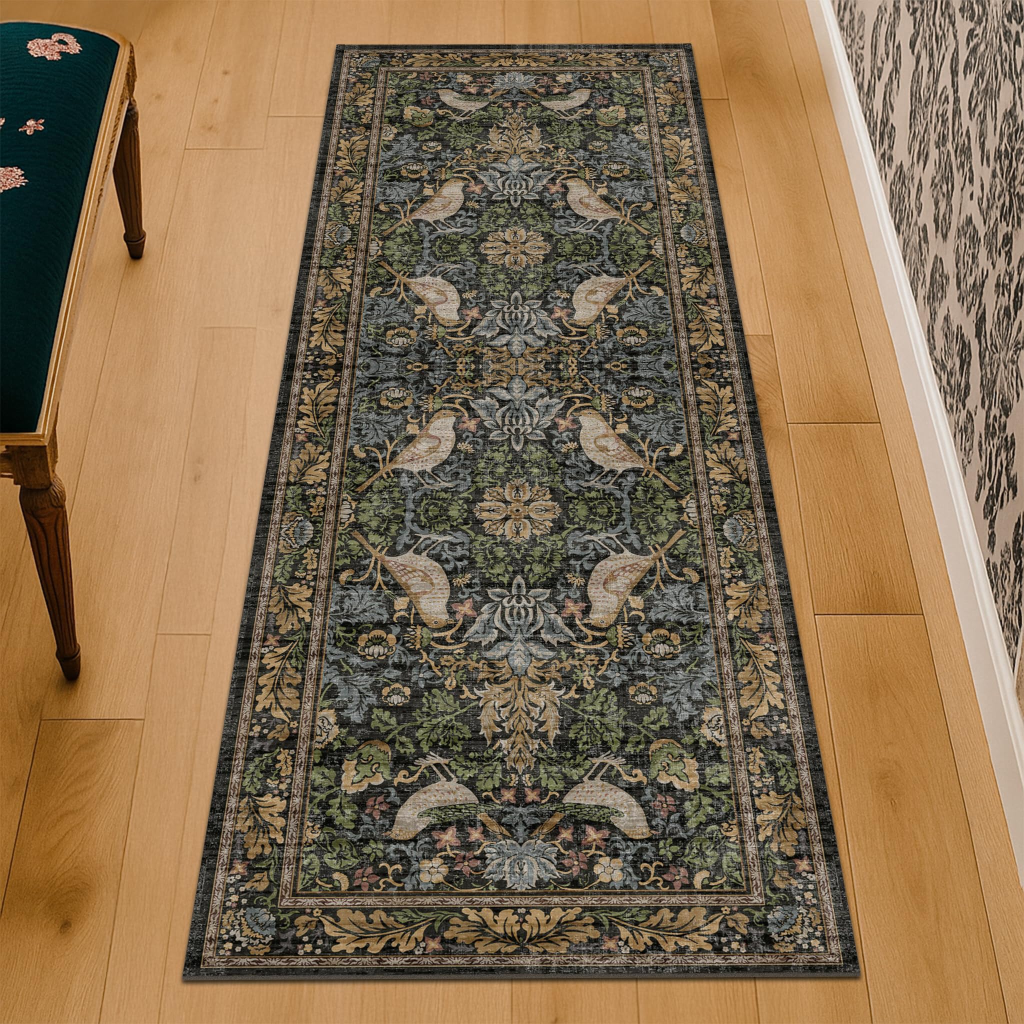 Hazo Haus Floral Kitchen Runner entryway use, keeps traffic zones tidy and inviting