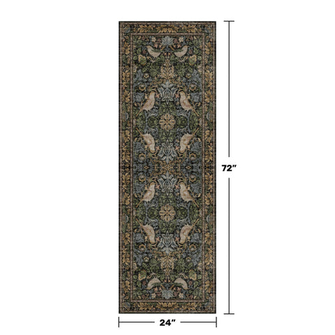 Hazo Haus Floral Kitchen Runner vintage charcoal olive slate palette, enhances cozy entryways
