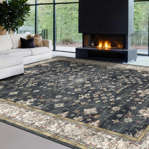 Hazo Haus high-traffic area rug under table helps protect floors.