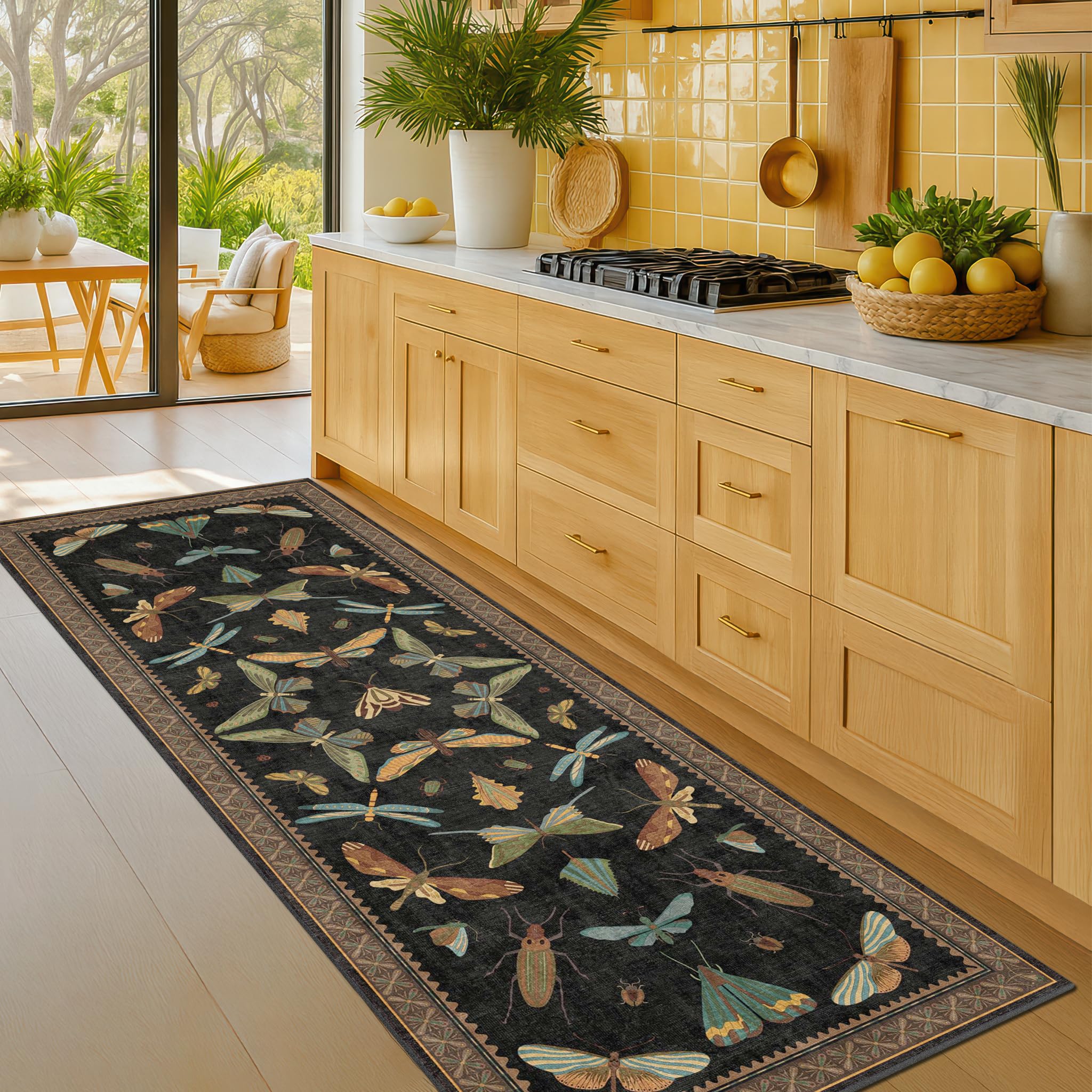 Hazo Haus kid- and pet-friendly rug resists messes.