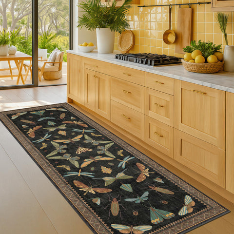 Hazo Haus kid- and pet-friendly rug resists messes.