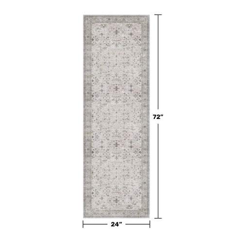 Hazo Haus light grey boho runner showcases eclectic design to brighten hallways and living spaces.
