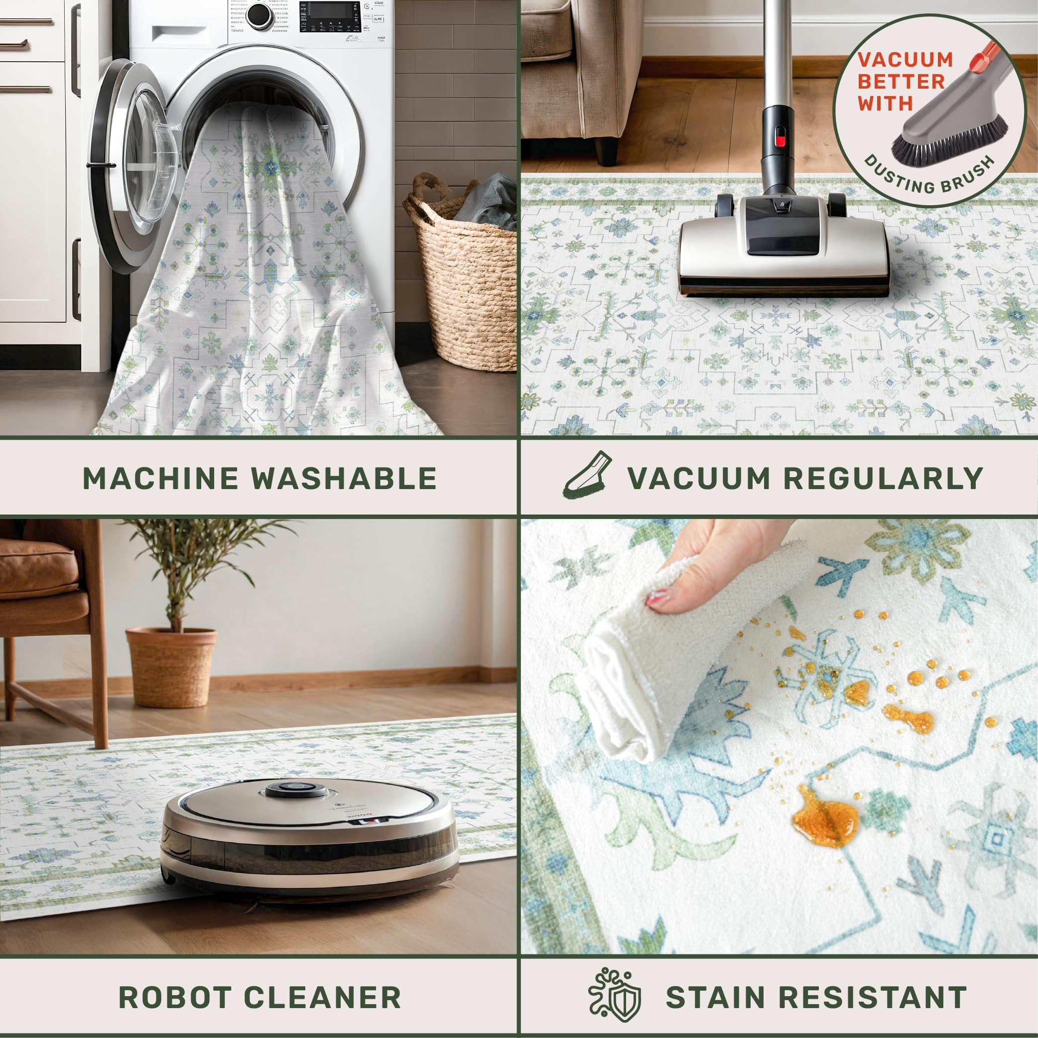 Hazo Haus low-pile rug offers easy cleaning and pet-friendly underfoot feel