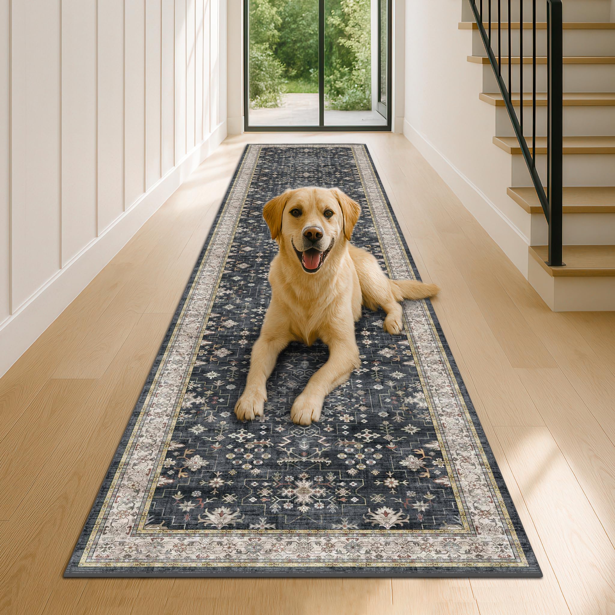 Hazo Haus low-pile rug supports easy movement of furniture.