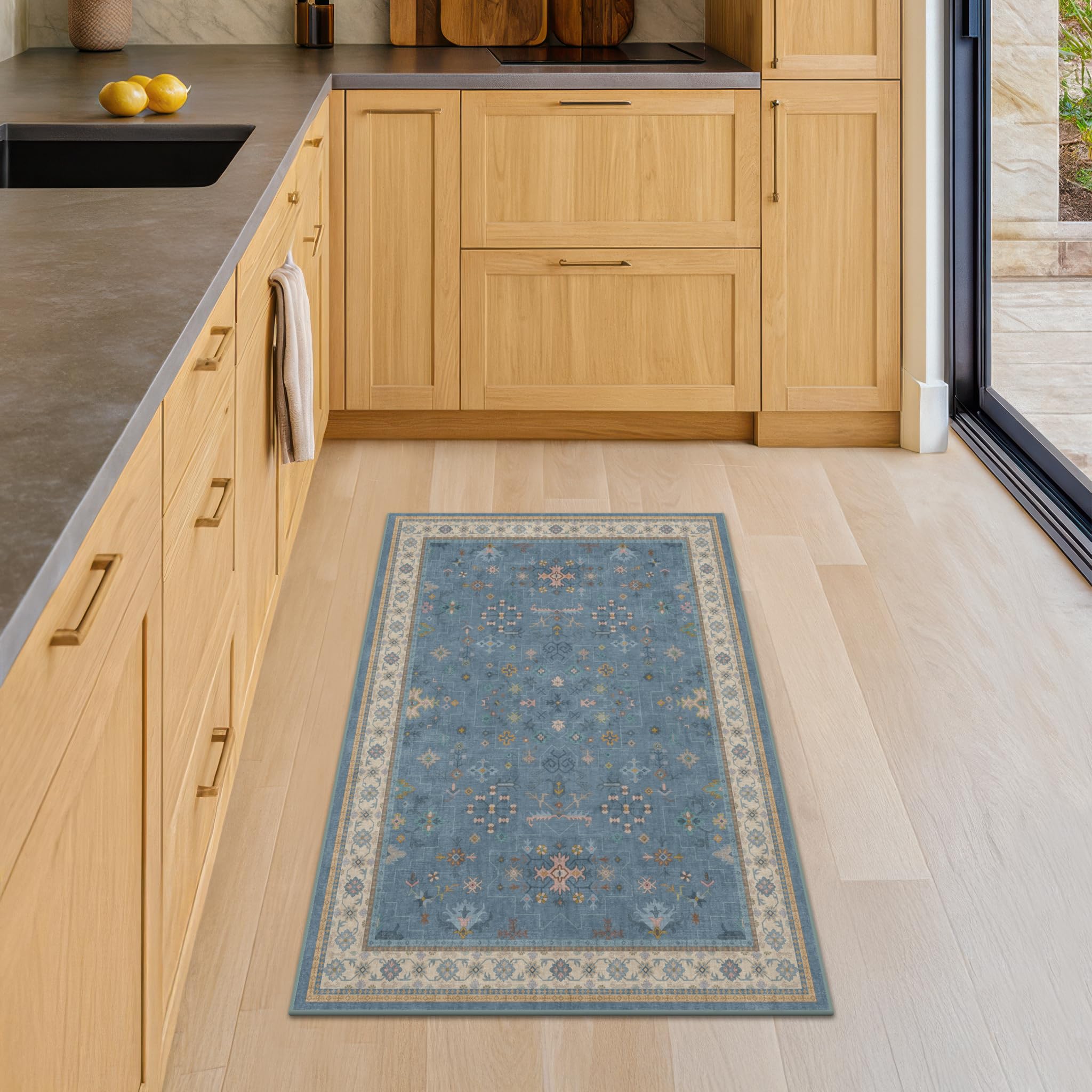 Hazo Haus low-pile rug designed for easy vacuuming and care.