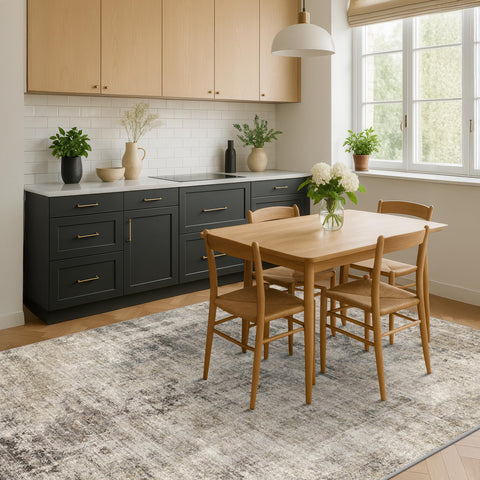 Hazo Haus durable area rug suits dining room under table with stability.
