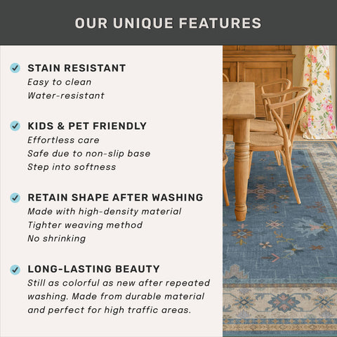 Hazo Haus machine-washable rug ready for quick refreshes.