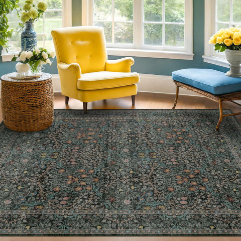 Hazo Haus machine-washable entryway rug simplifies cleaning for busy households.