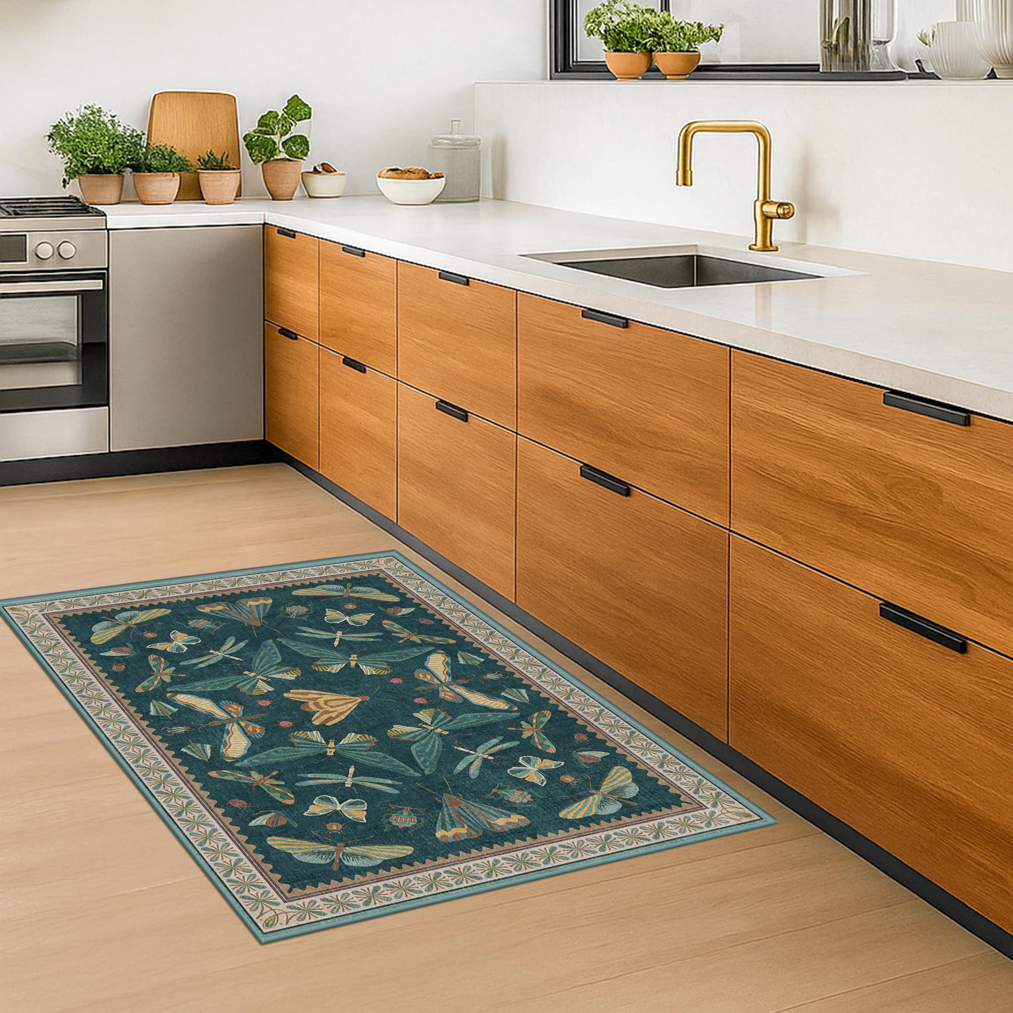 Hazo Haus machine-washable rug makes quick refreshes easy after spills.