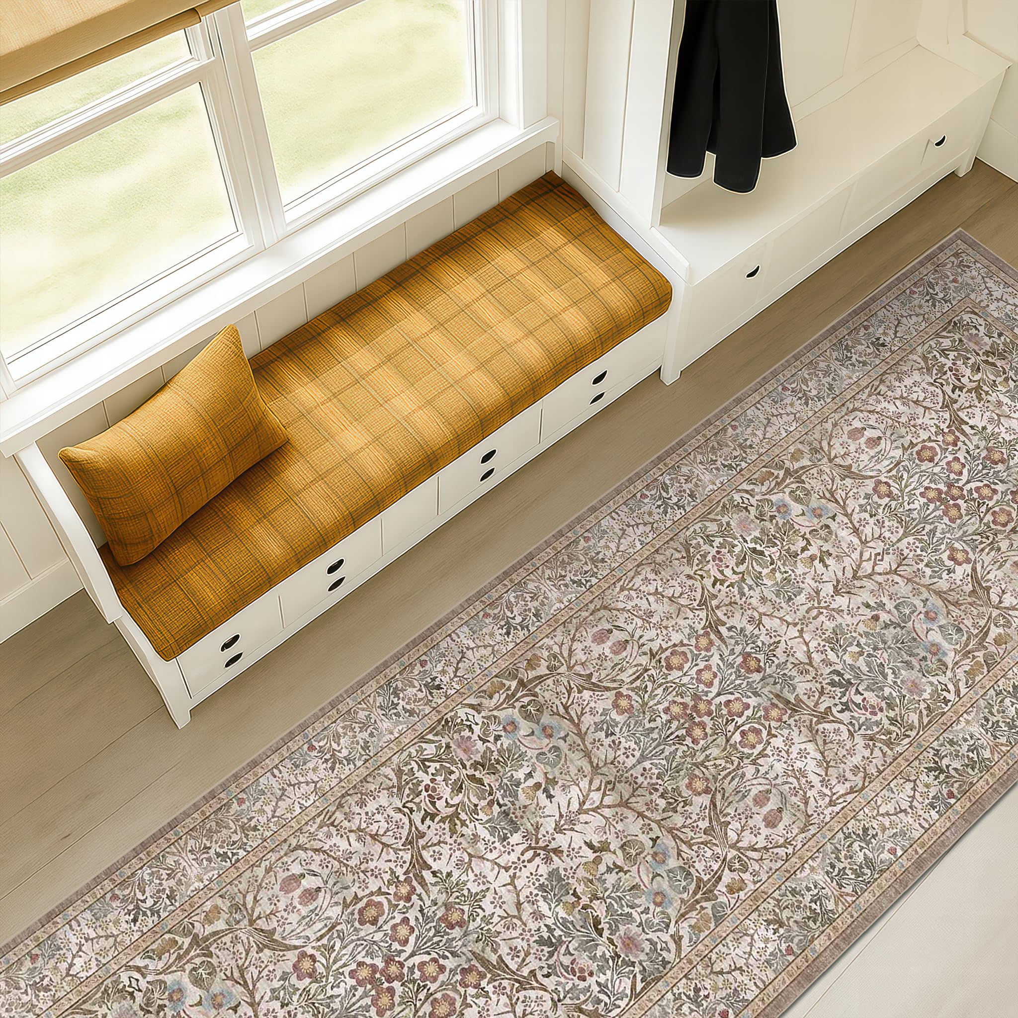 Hazo Haus Moss Green 2'6x8' runner placed in entryway and hallway for statement décor