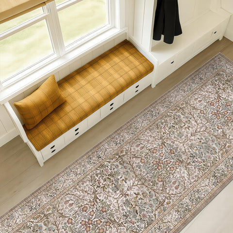 Hazo Haus Moss Green 2'6x8' runner placed in entryway and hallway for statement décor