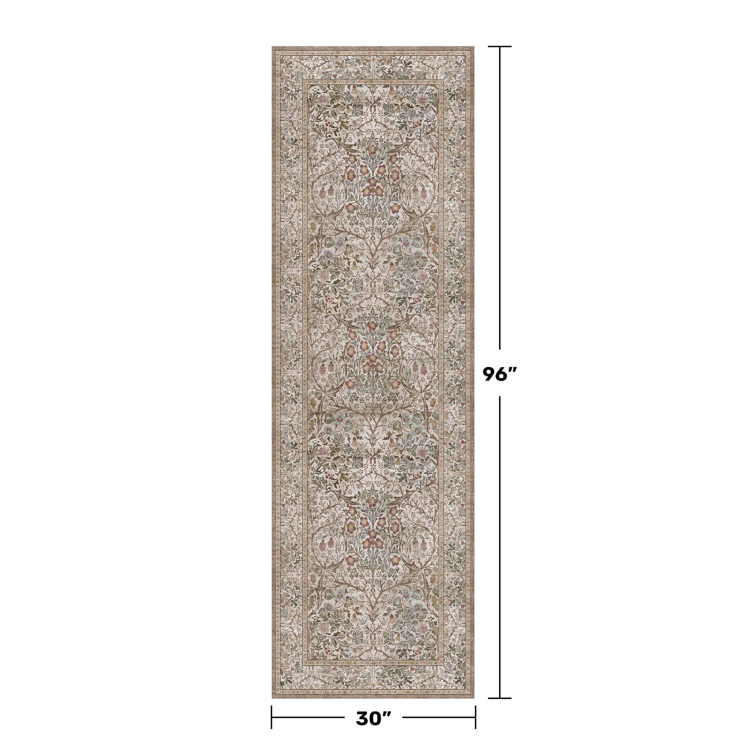 Hazo Haus Moss Green 2'6x8' runner features non-slip backing for safer entrances