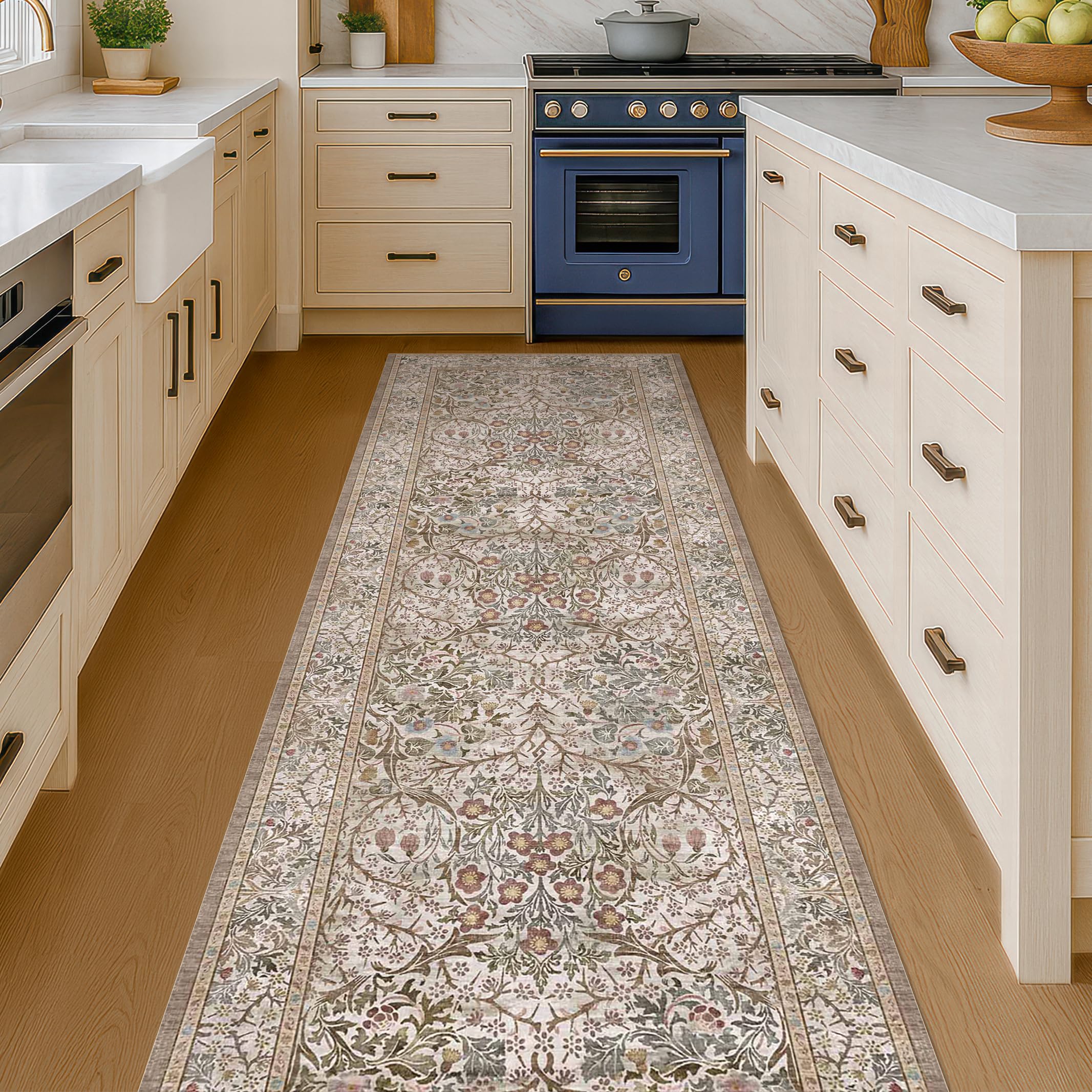 Hazo Haus Moss Green 2'6x8' runner offers durable, stain-resistant performance