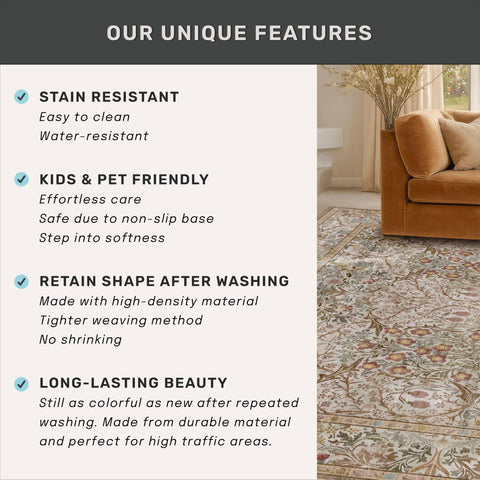 Hazo Haus Moss Green 2'6x8' runner evokes vintage tapestry charm